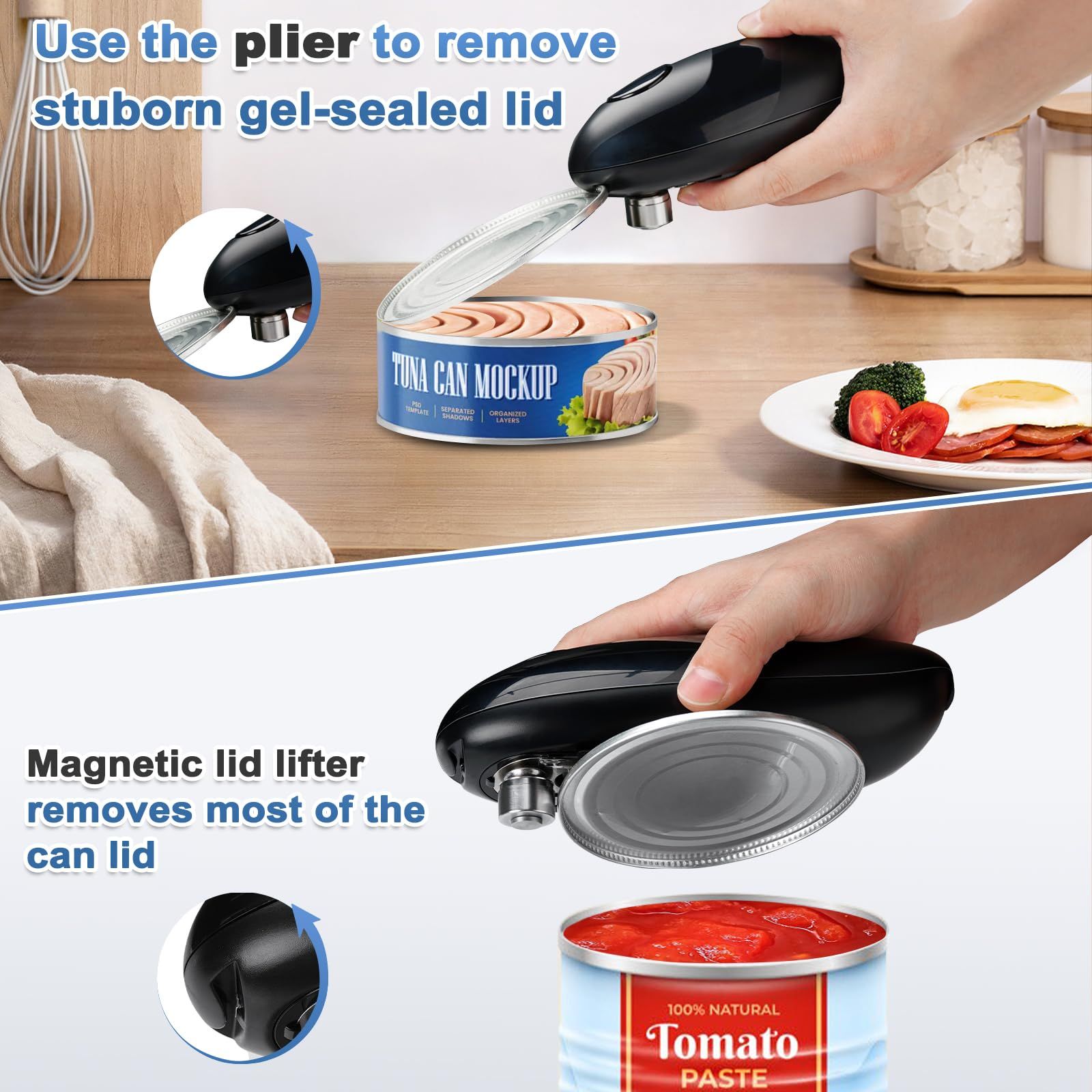 Auto Electric Can Opener: Open Your Cans with A Simple Press of Button - Automatic, Hands Free, Smooth Edge, Food-Safe, Battery Operated — image 5