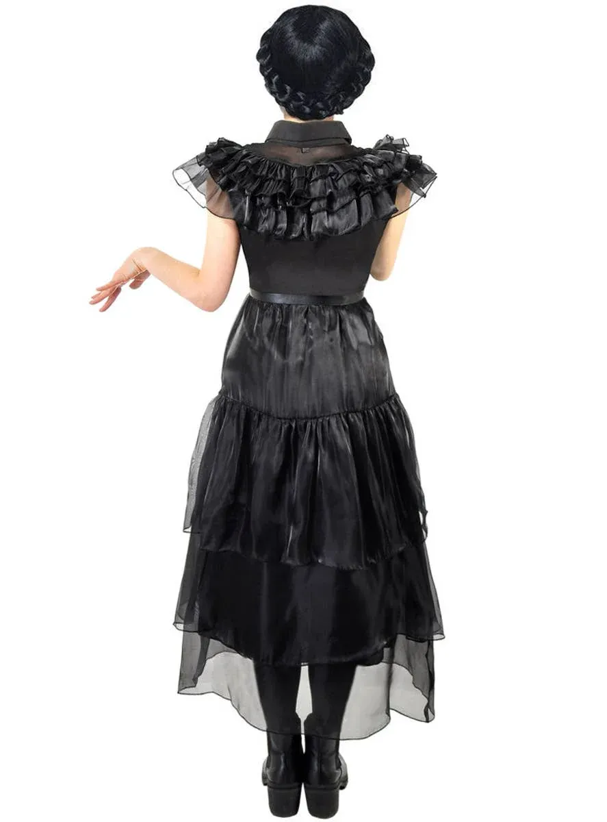 Deluxe Teen Girls Wednesday Black Party Dress Costume — image 2