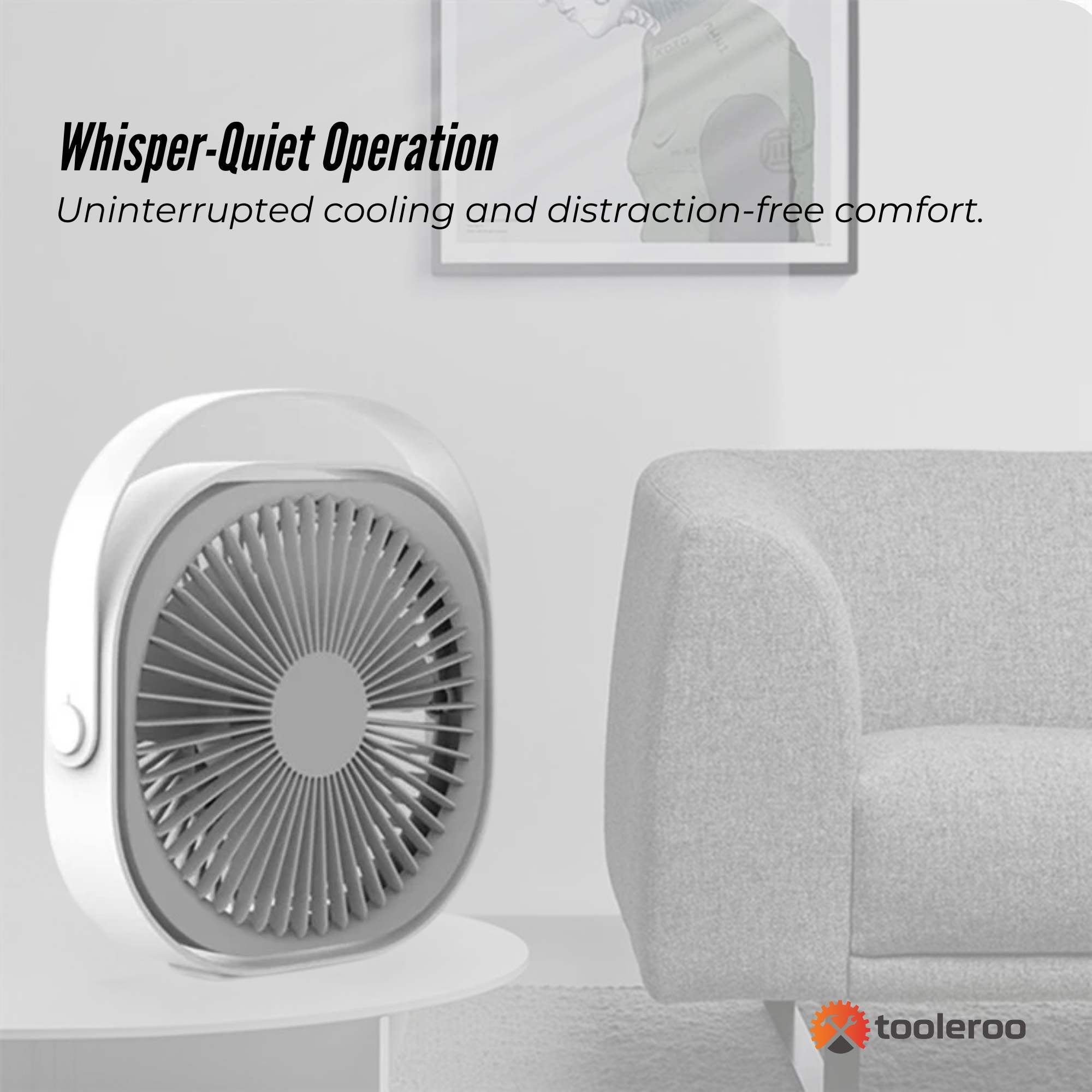3-Speed USB 20cm Desktop Fan - Quiet Portable Lightweight Rechargeable Cooler — image 3