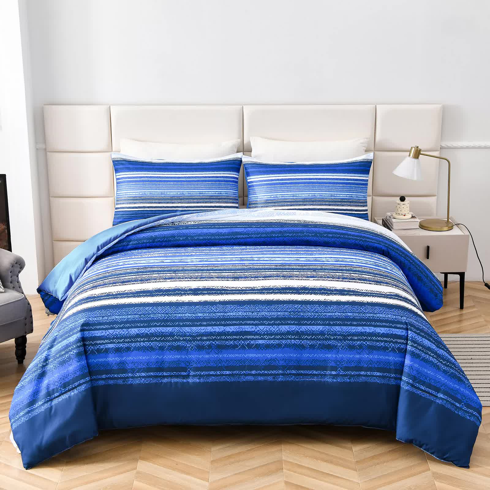 Nordic Calm stripes Blue 3‑Piece Comforter Set – Scandi Chic Vibes — image 6