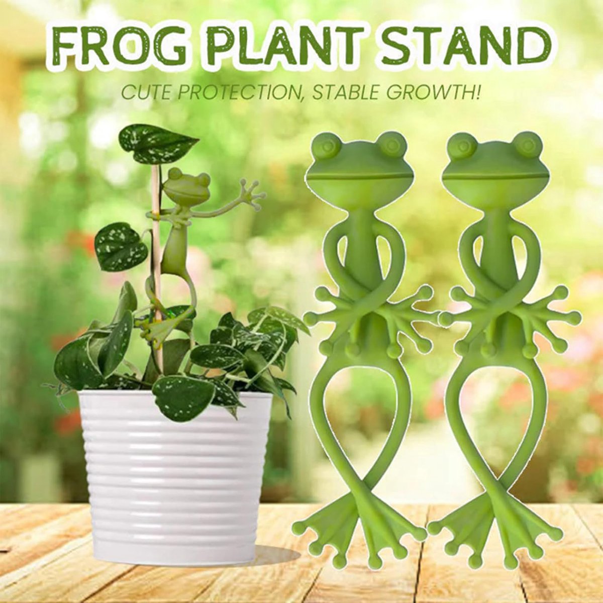 5 Pieces - Frog Plant Stand - Plant Support - Green Frog Plant Supports - Cute Frog Flowerpot Hugger Plant Climbing Fixture Clips - Freestanding - Animal — image 3