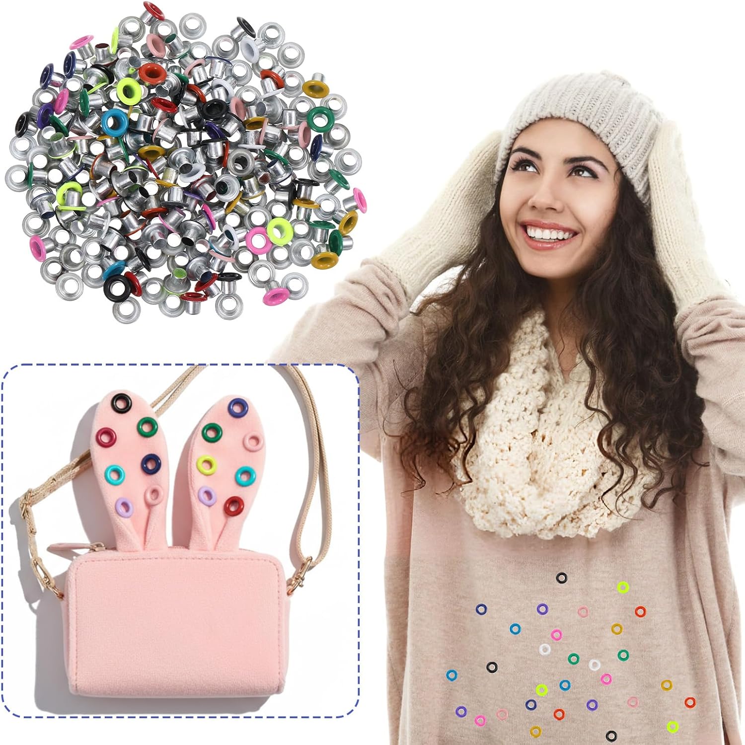 Shimmeroo 210PCS 3mm Metal Eyelets and Grommets, Colored Round Eyelets for Paper Crafts, Scrapbooking, Card Making, Fabric, Leather, Shoes — image 3