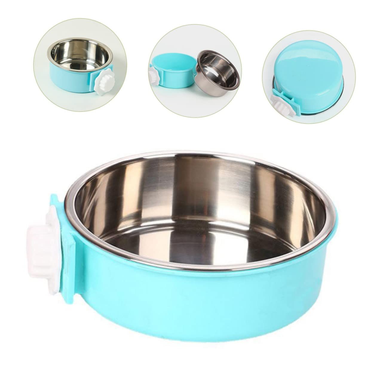 Pet Food Bowl Cage Adorable Puppy Bowl Stainless Steel Crate Bowl Stainless Steel Dog Bowls Dog Food Bowl Puppy Kennel Cat Blue — image 3