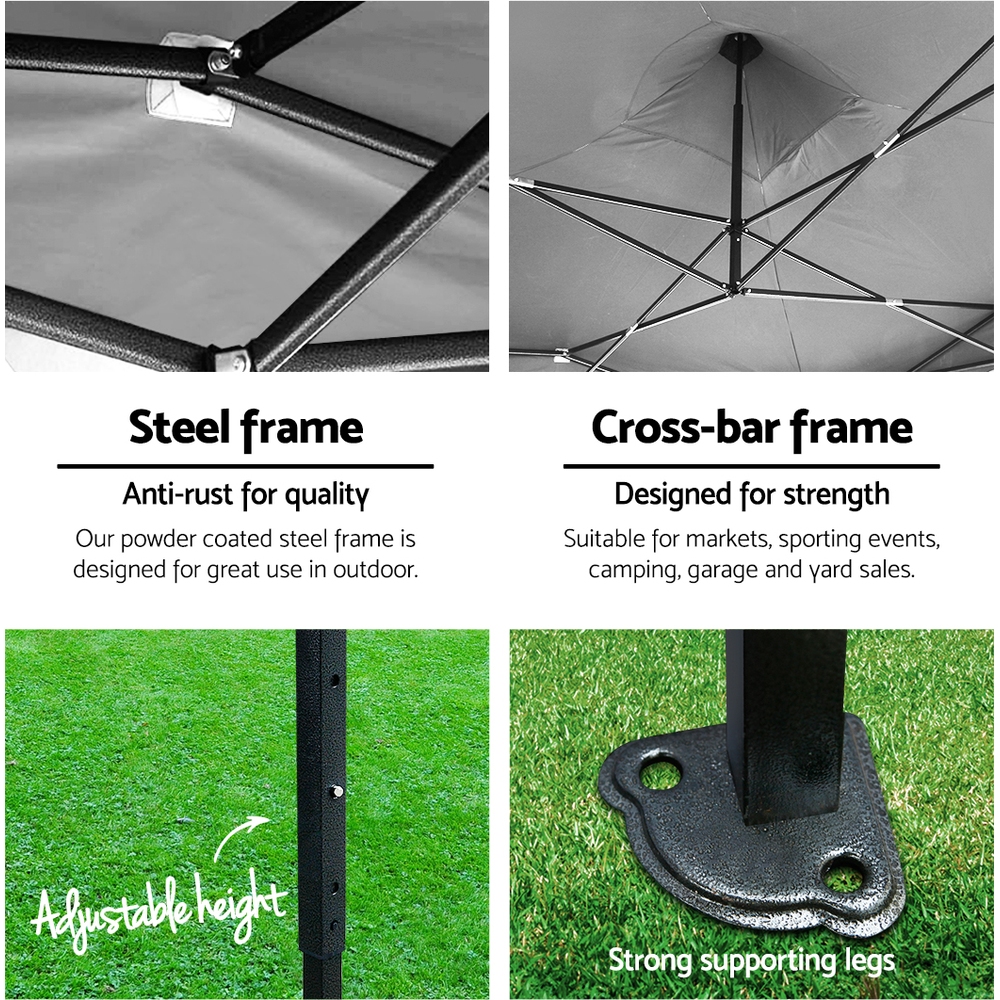 Instahut Gazebo Pop Up Marquee 3x4.5 Folding Tent 500D Oxford Fabric White โ image 4