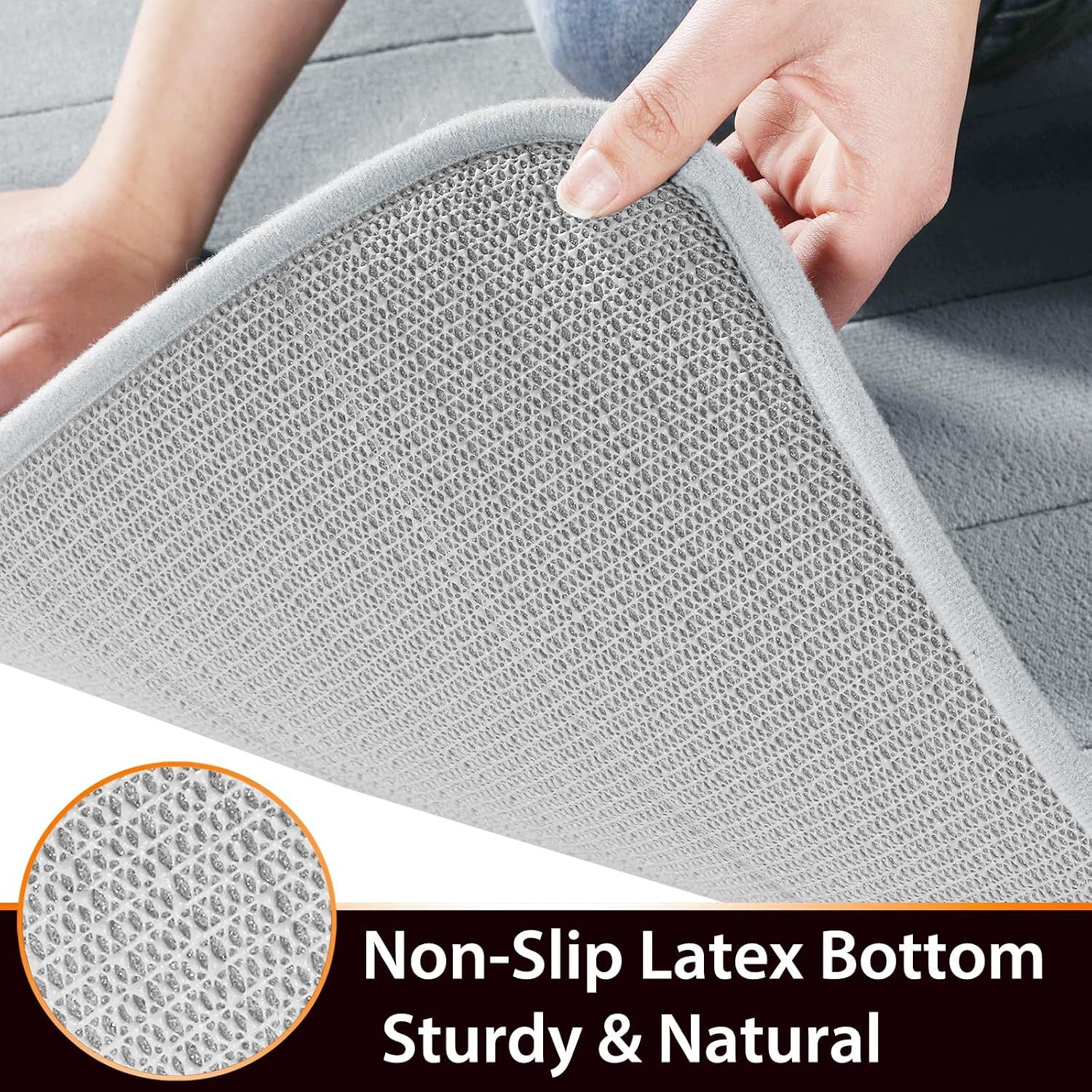 2 Pack Coral fleece Bath Mat Set, Soft Quick-Dry Non-Slip Bathroom Rugs, Machine Washable, Silver, 43.2 × 61 cm and 80 × 50 cm — image 5