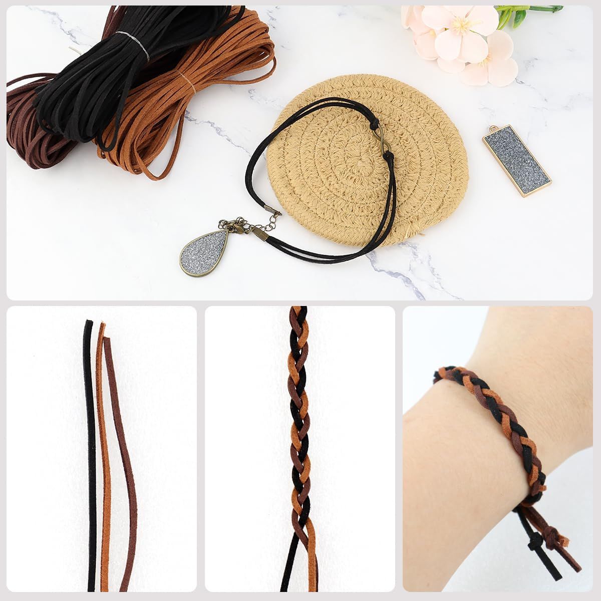 3 Colour Suede Leather Cord Set, Soft Leather Lacing for Jewellery Making, Bracelets, Necklaces, Beading and DIY Crafts, 3 mm x 10 m โ image 5