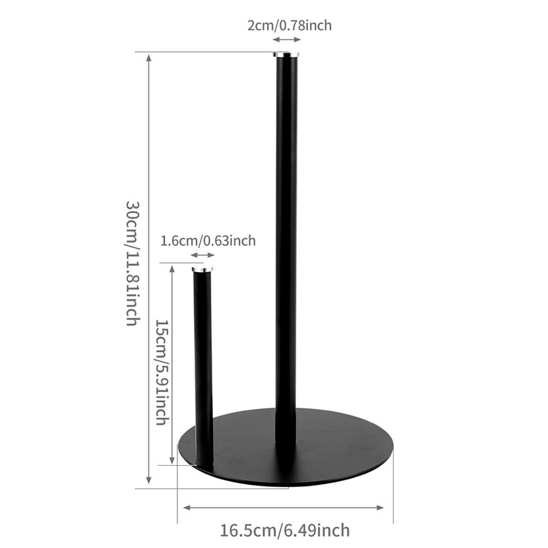 Iron Double Pole Paper Towel Holder for Kitchen Countertop Cling Film Storage Rack-Black โ image 3