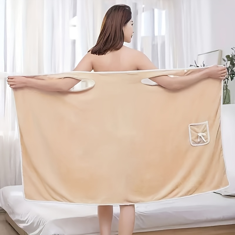 1-Piece Bath Towel with Pocket, Wearable Bath Towel, Bathroom Shower Supply, Can be Used as Robe, Nightgown, Sexy Strap Dress, Blanket, Indoor/Outdoor Fitness โ image 6