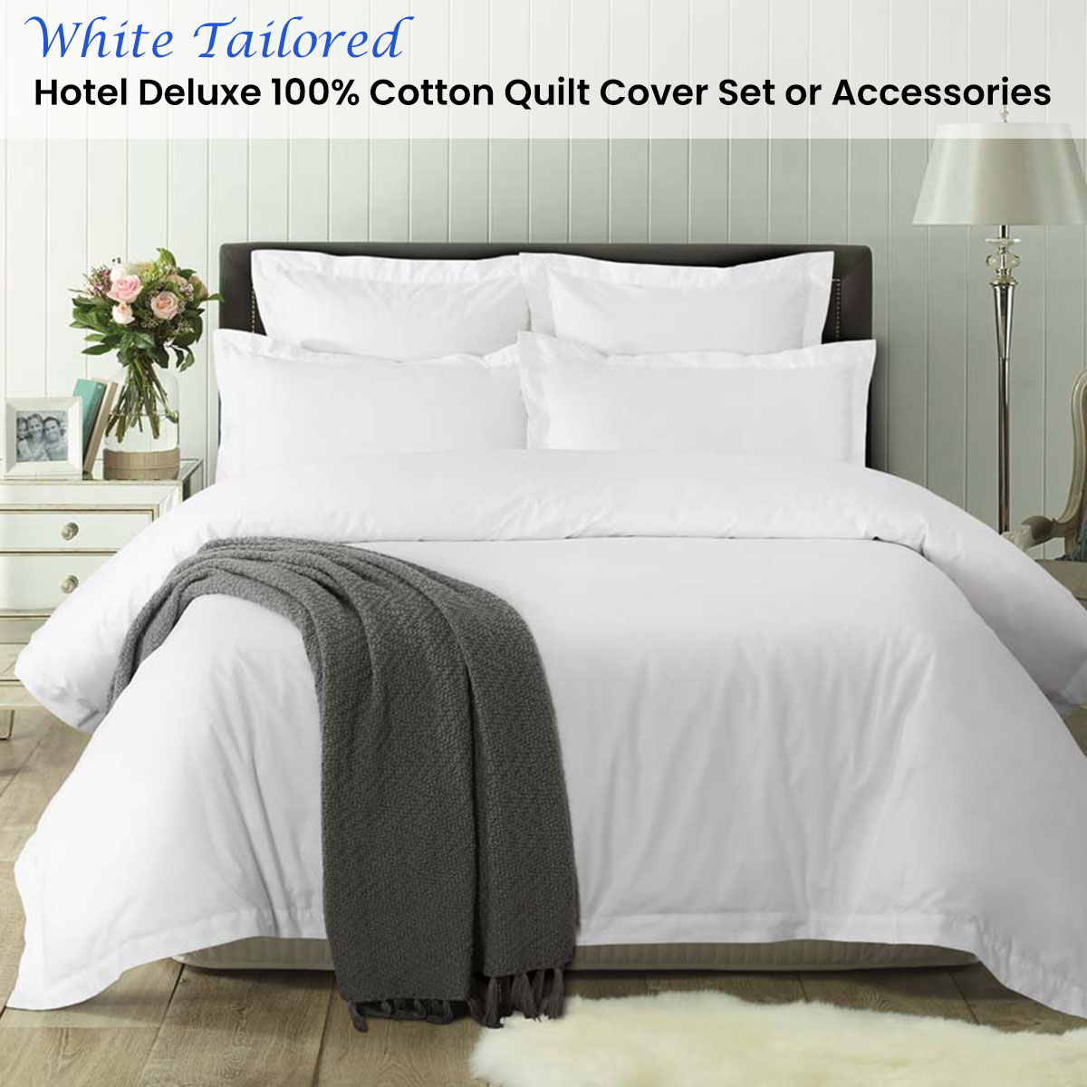 Accessorize White Tailored Hotel Deluxe Cotton Quilt Cover Set King — image 2