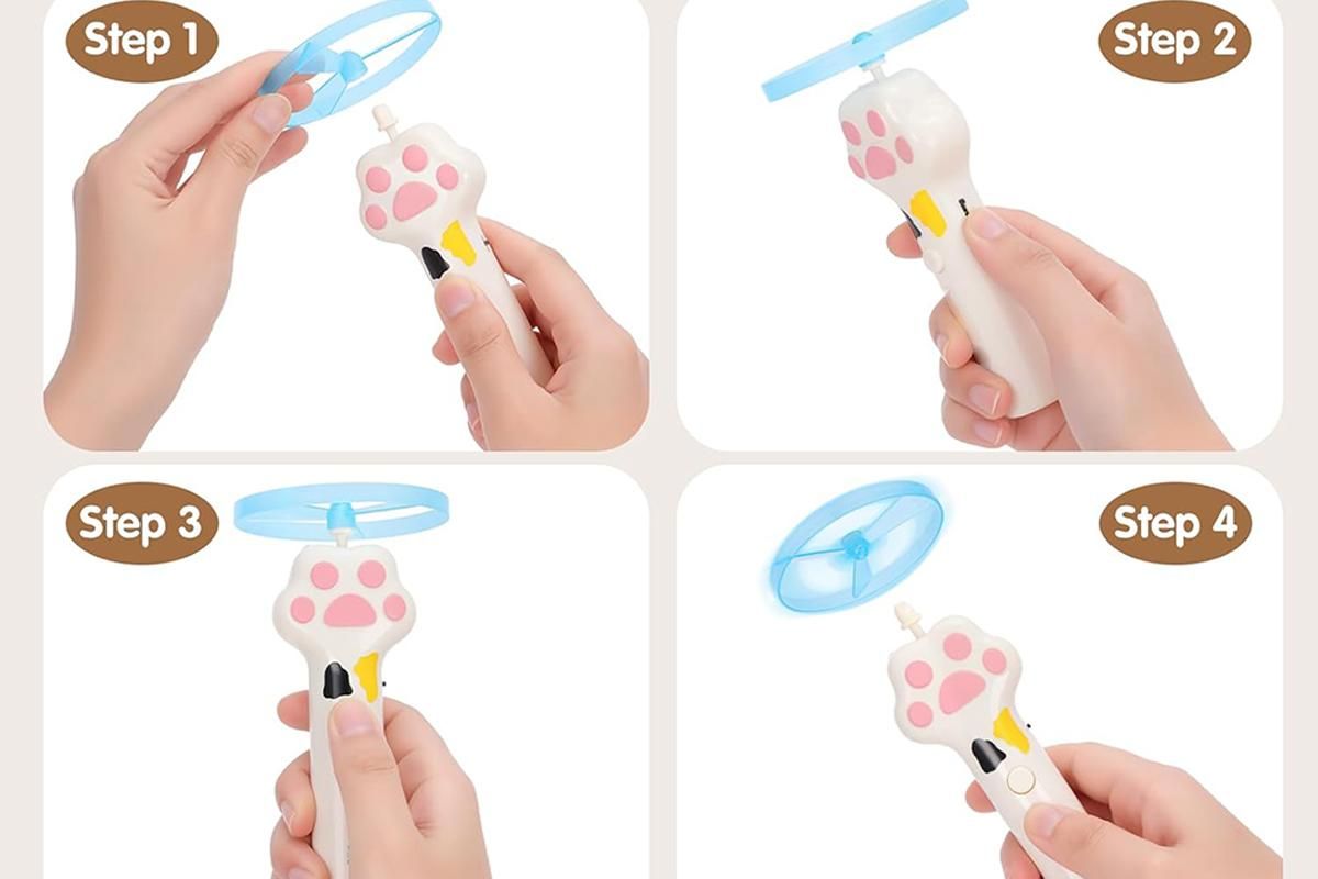 Cat Toy Disc Launcher Cat Fetch Toy Cat Disc Launcher with Lights-White โ image 5