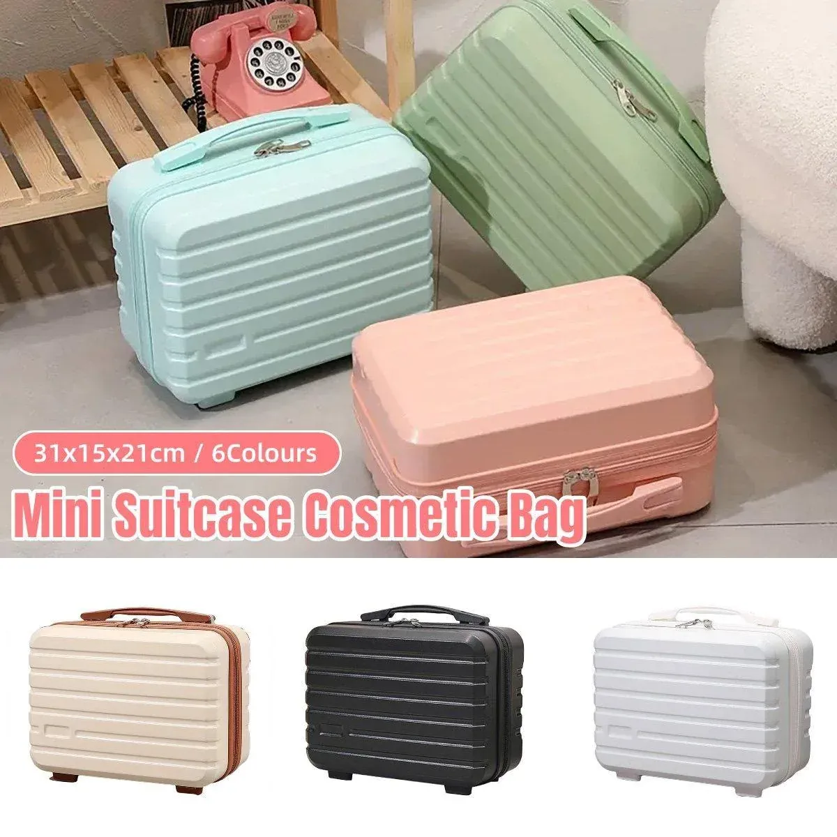 Portable 14 Inch Suitcase Mini Small Travel Storage Hand Gift Box - White — image 2