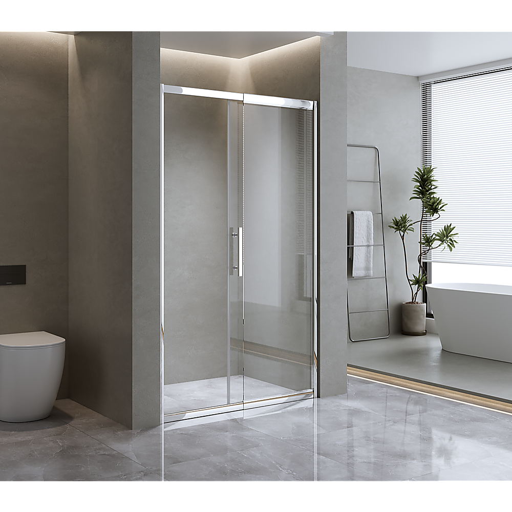170-185cm Adjustable Wall to Wall Sliding Glass Shower Door in Chrome โ image 3