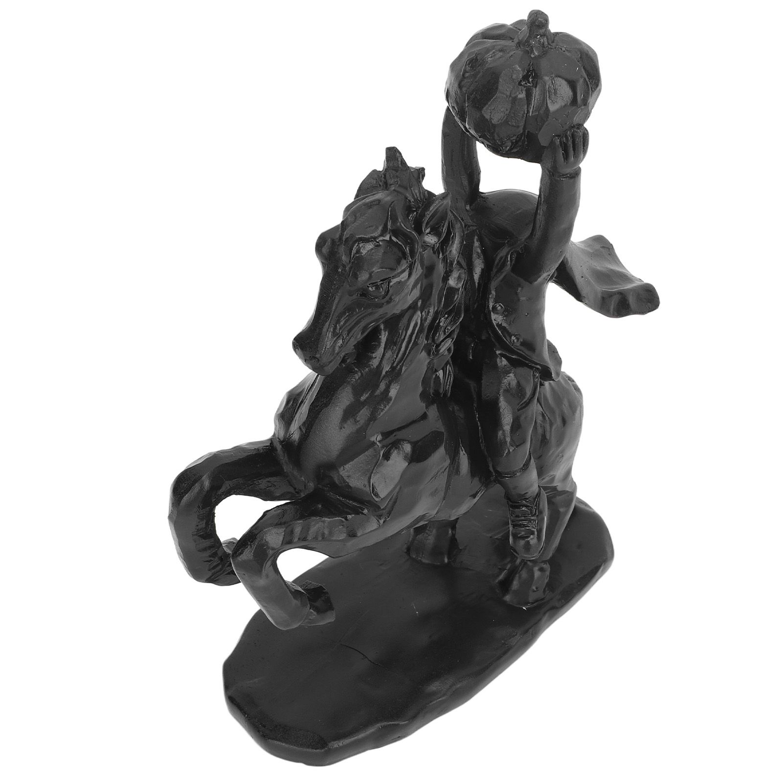 22cm Height Headless Horseman Statue with Pumpkin Horror Headless Horseman Halloween Decor Sculpture Handmade Resin All Black — image 6