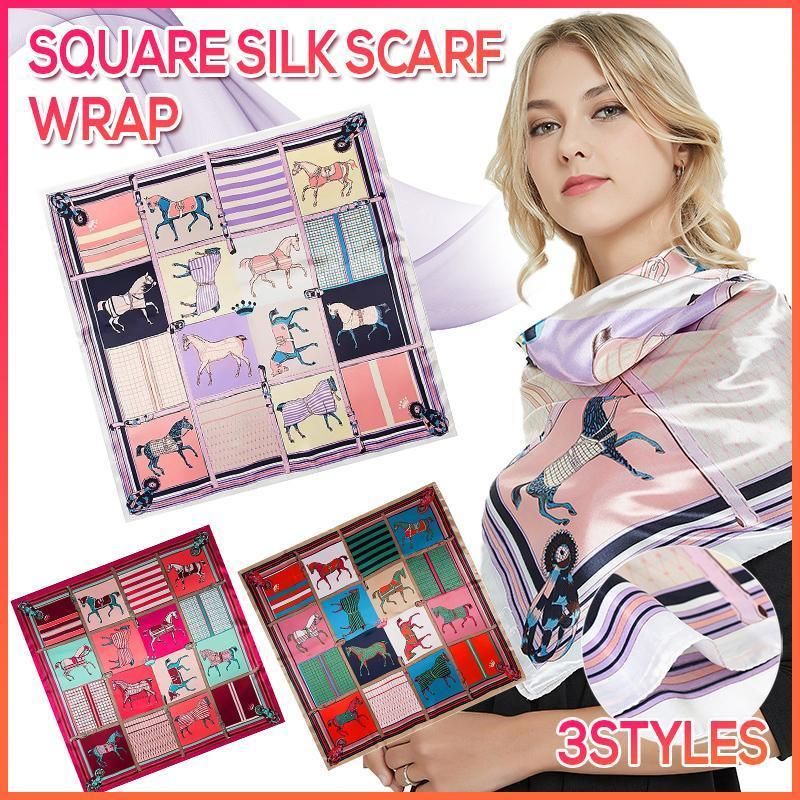 90x90cm Women Silk Satin Wrap Professional Lady Summer Beach Large Square Scarf - Purple โ image 2