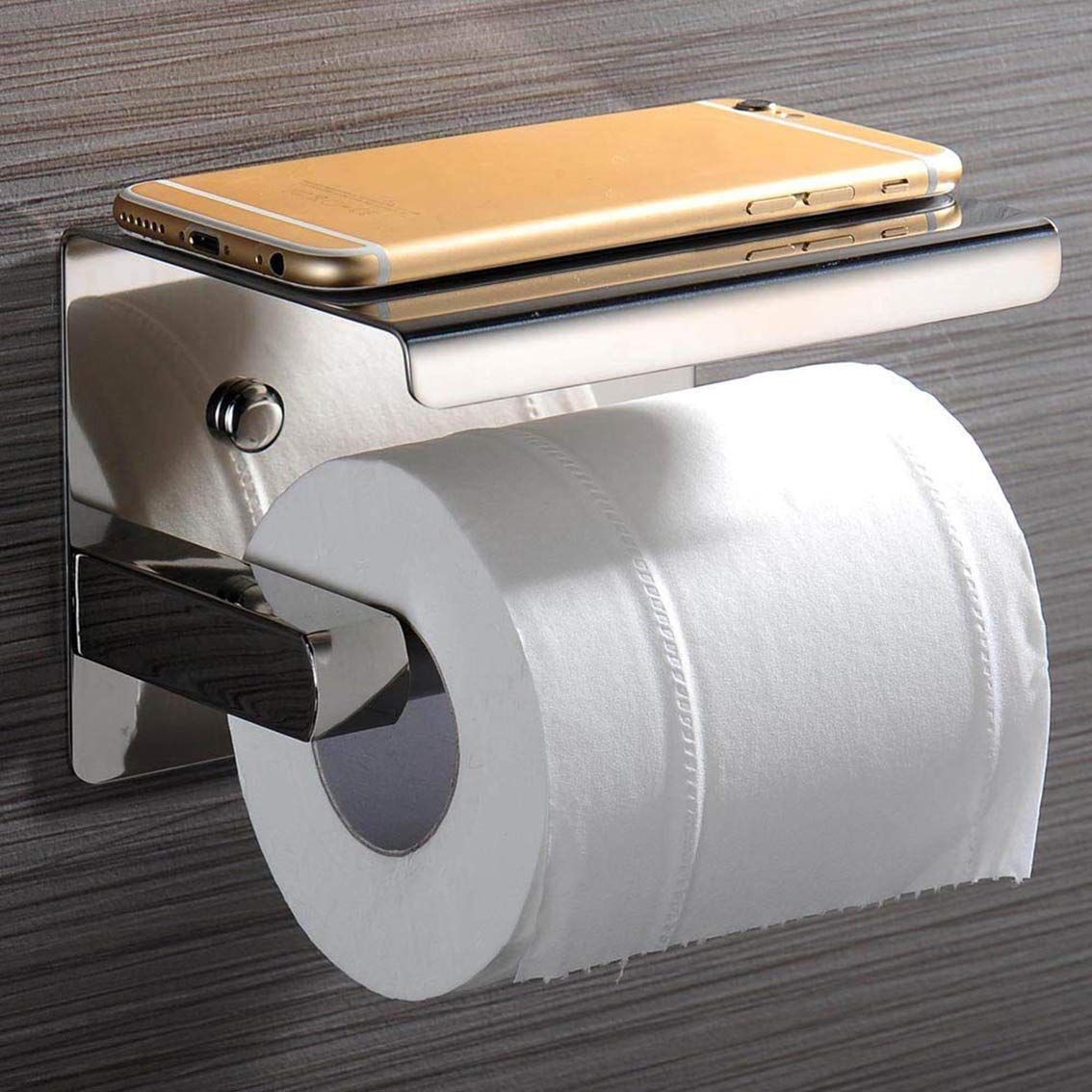 Toilet Paper Holder - Toilet Paper Roll Holder with Shelf, Adhesive No Drilling or Wall Mounted with Screws for Bathroom โ image 2