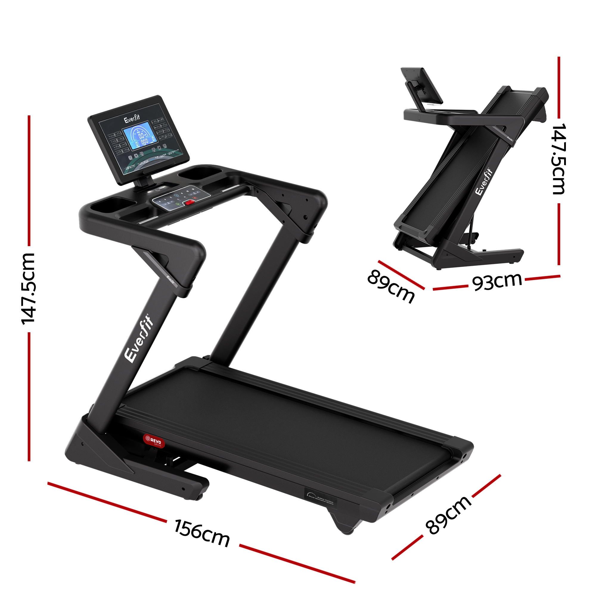 Everfit 500mm Wide Belt Treadmill 30% Auto Incline Foldable Treadmills for Home with LED Lights — image 2