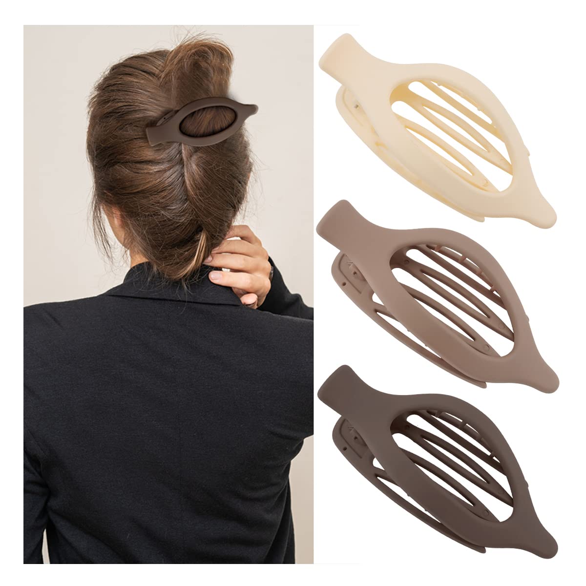 Women's Hair Clips 3 Pack 12cm Non-Slip Hair Clamps Hair Accessories