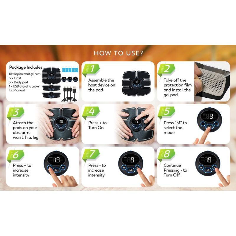 Black Ab Stimulator Muscle: Abs Stimulator Abdominal - Home and Office Workout Equipment for Abdomen Arm Leg — image 3