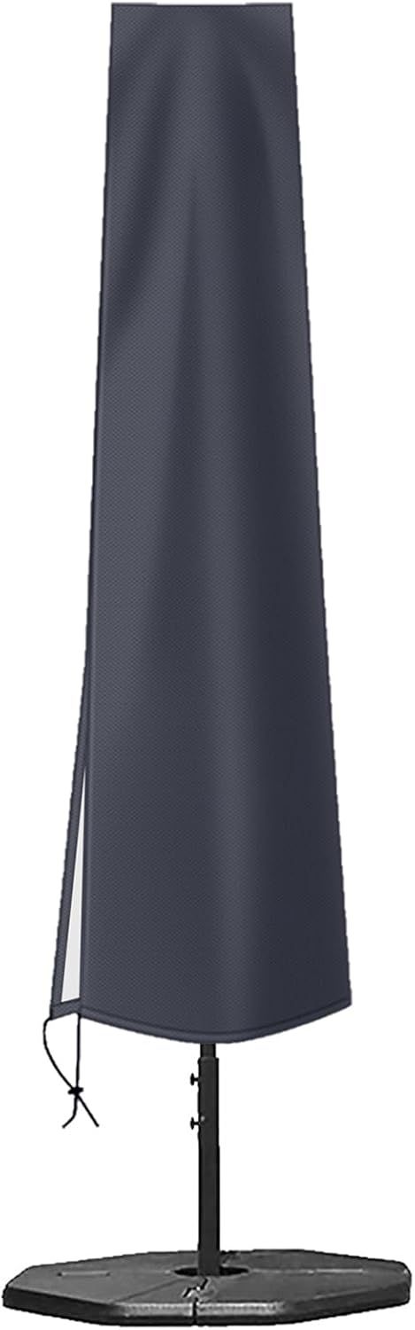 Waterproof 600D Parasol Cover with Zipper, Drawstring and Storage Pouch for Cantilever and Standing Parasols, Black, 190 × 50 × 30 cm