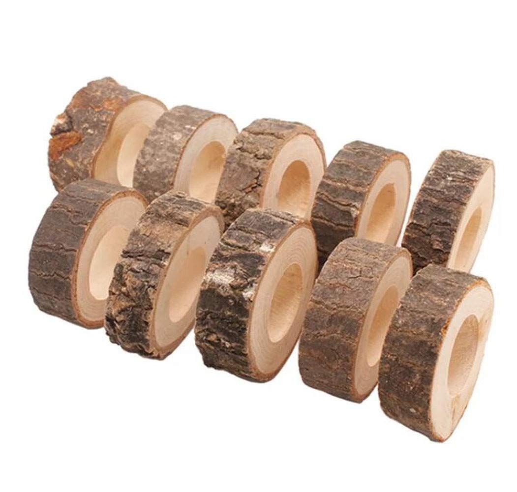 Wooden Napkin Rings Buckle - 10 Pcs Rustic Buckle Holder Decoration Adornment for DIY Wedding Birthday Party Banquet Dinner — image 4