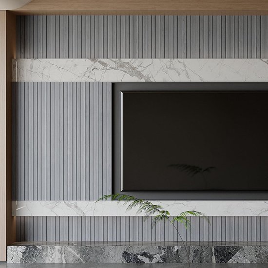 2 Pack Peel and Stick Oak Wood Slat Feature Wall Panels 300x40cm Each | DIY TV Headboard PVC Decor Wall Liner for Interior Wall & Ceiling Makeover(KC-1067D-19) — image 6