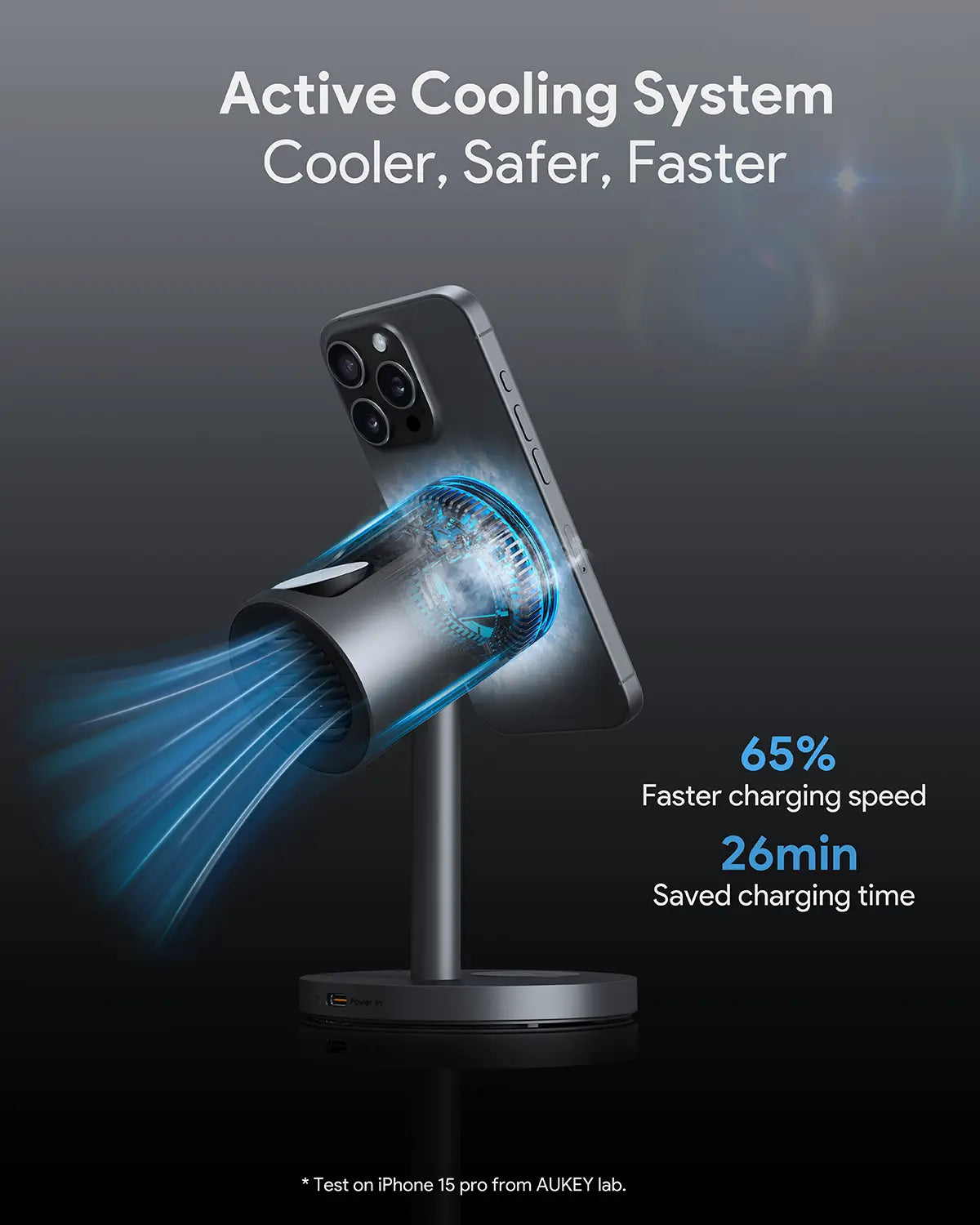 AUKEY MagFusion 3-in-1 Pro Qi2 15W Wireless Charging Station with Active Cooling for iPhone – LC-MC311A — image 2