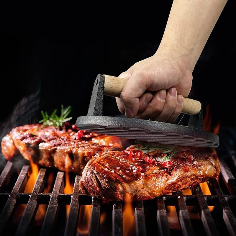 Cast Iron Burger Press Making Hamburger Steak Meat Smasher Utensils Grill BBQ — image 4