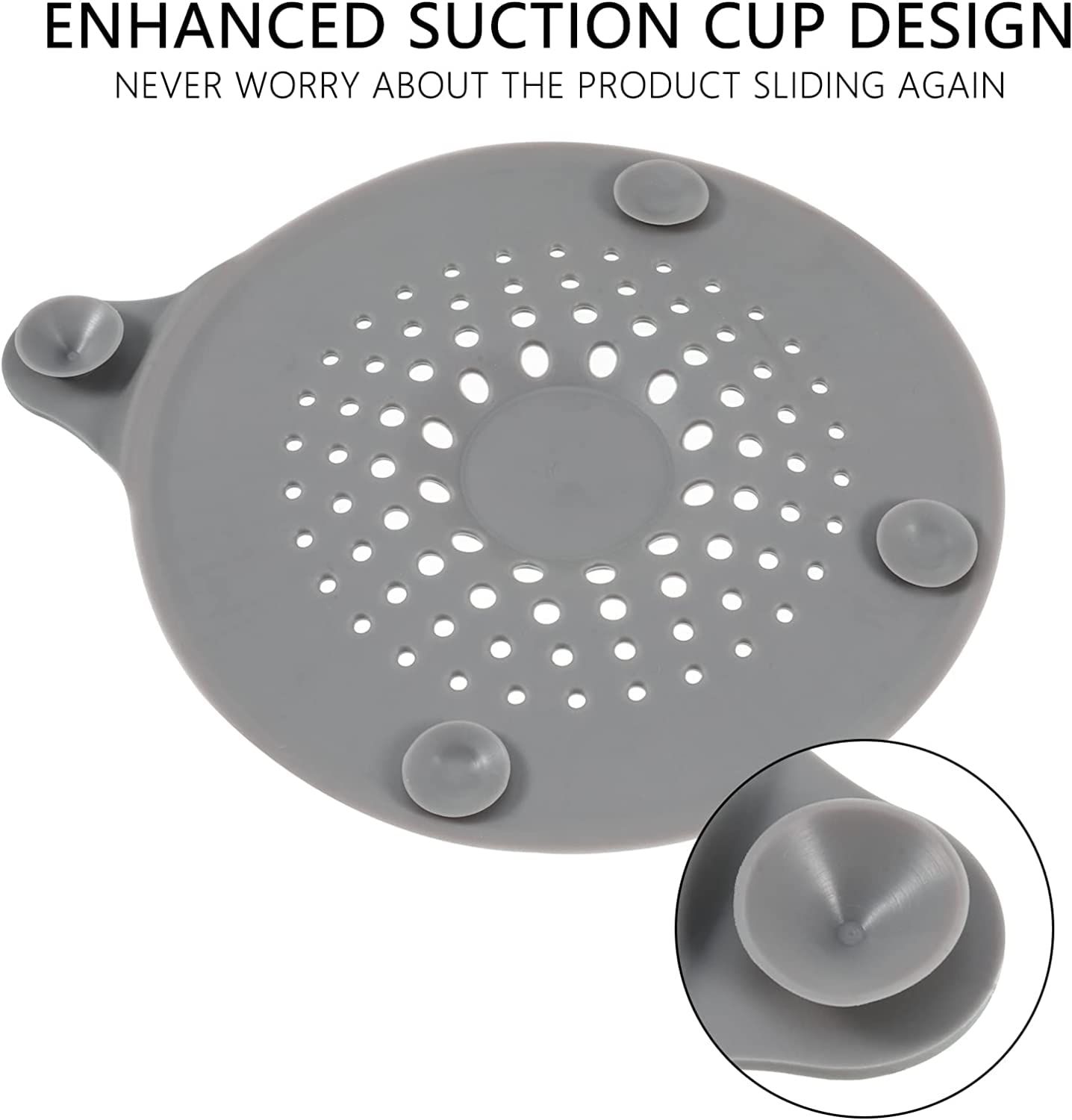 Silicone Shower Drain Hair Stopper for Bathroom Kitchen Shower Easy to Clean and Durable with Suction Cups (Round) — image 5