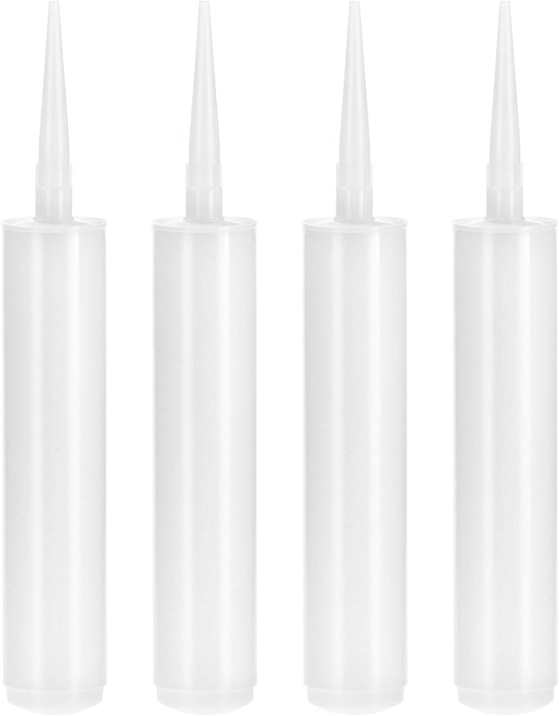 Empty Caulking Sealant Tubes - 11 Oz Capacity Each, 4 Pack Reusable Plastic, for Standard Caulking Guns