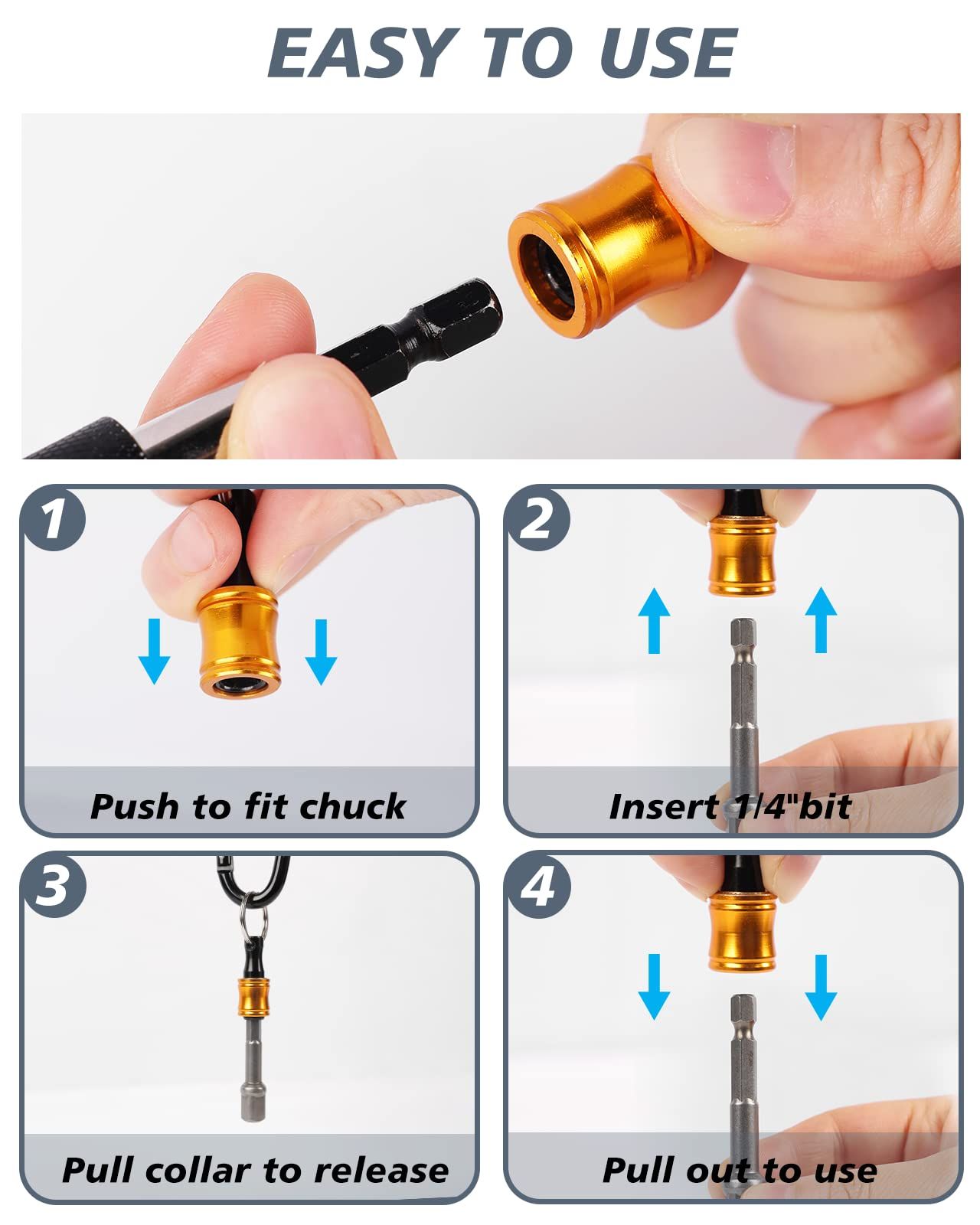 Quick Release Bit Holder, Hex Drill Bit Holder Gadgets for Men, Drill Bit Organizer, Hand Tools for Impact Driver, Screwdriver โ image 2