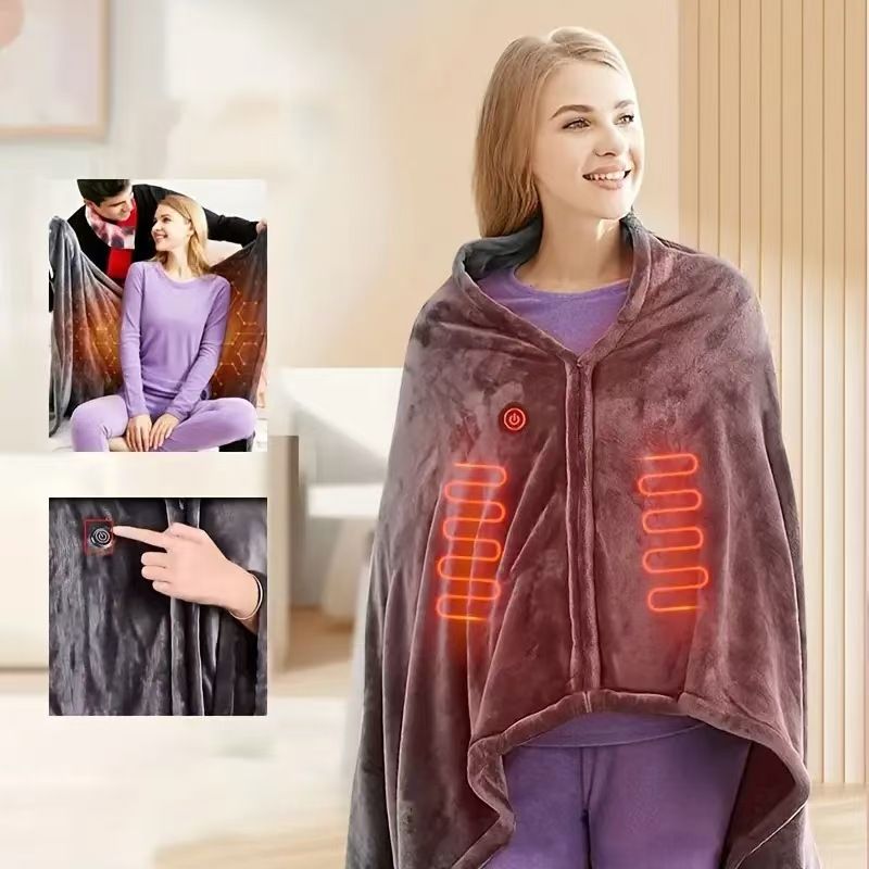 Gray Heated Wearable Blanket with Carbon Fiber Core & Adjustable Heat โ image 2
