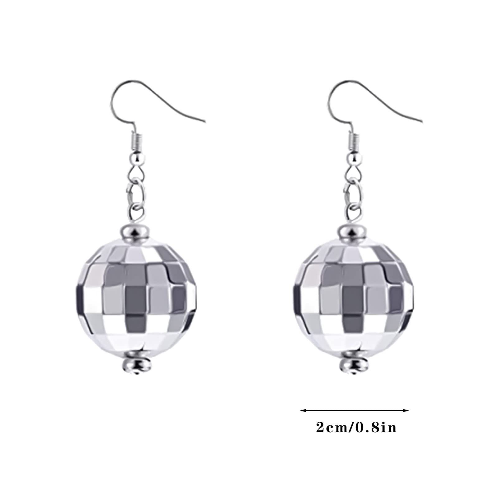 Ball Earrings Silver Mirror Disco Ball Drop Dangle 30MM Ball Earrings Dance Party Costume Accessories for Women Girls — image 3