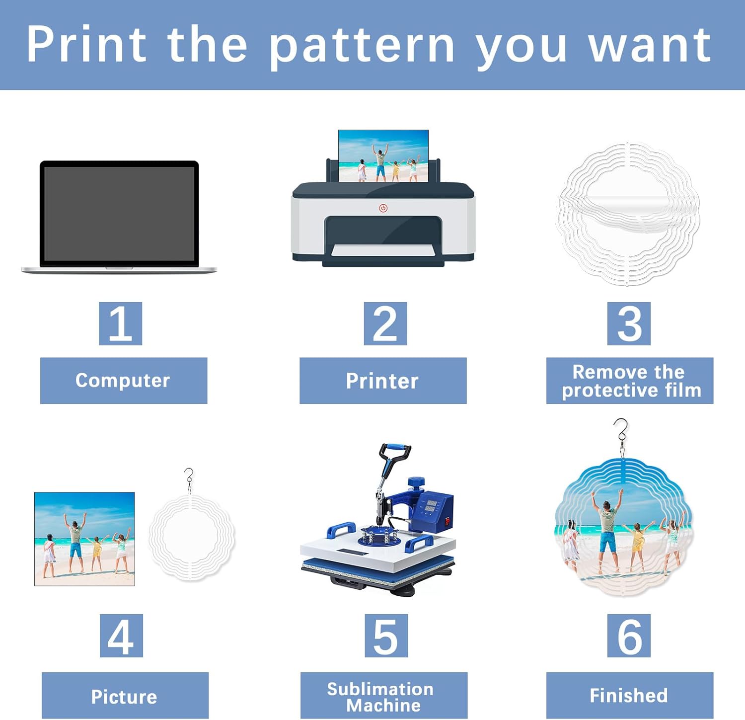 8 Pcs Sublimation Wind Spinner Blanks 8 Inch Bulk Aluminum Metal Sublimation Blanks Product Heat Press Transfer Outdoor Garden Decoration Sublimation Blank — image 4