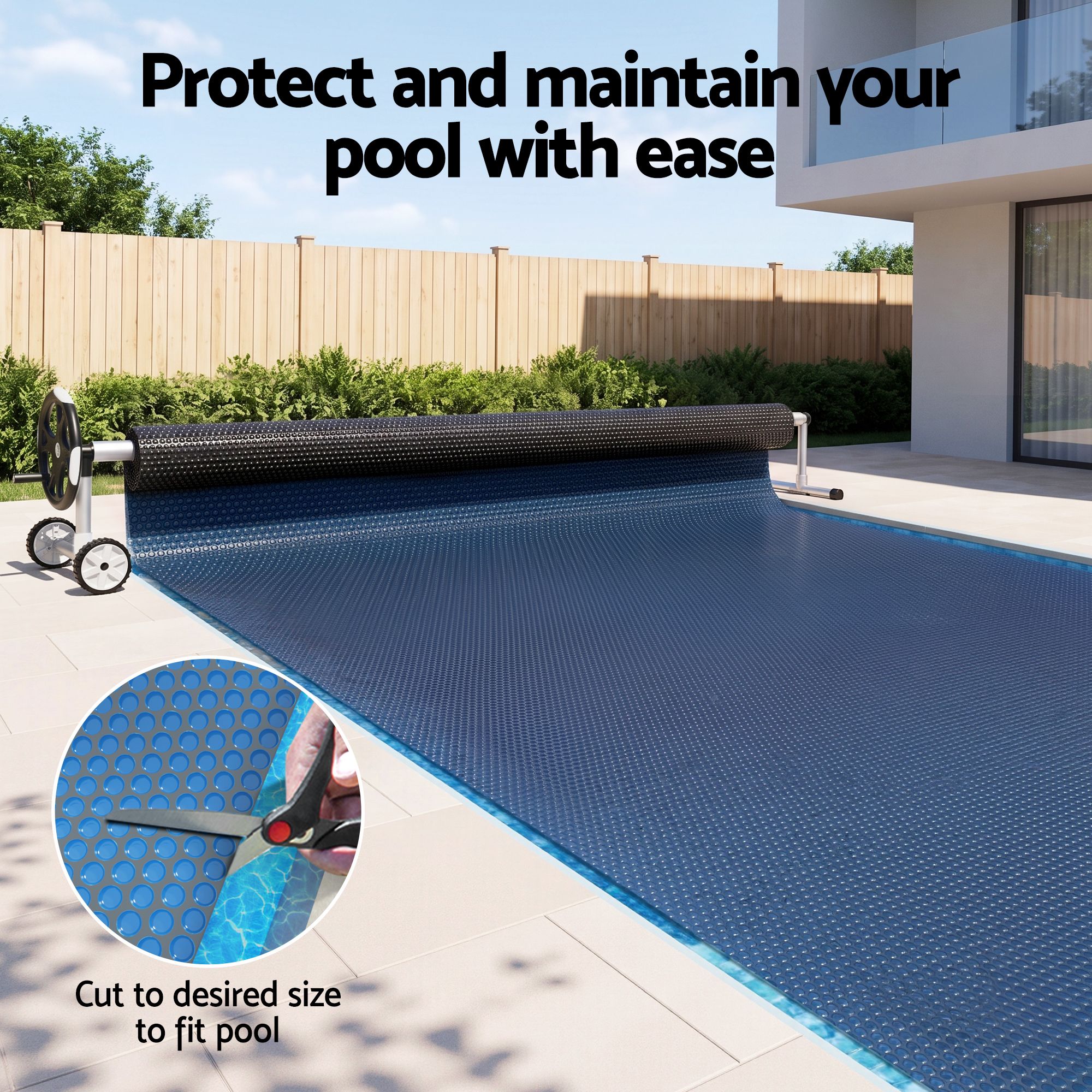 Aqua Buddy Pool Cover 500 Micron 8.5x4.2m w/ Roller 5.55m Swimming Pools Black Solar Blanket — image 5