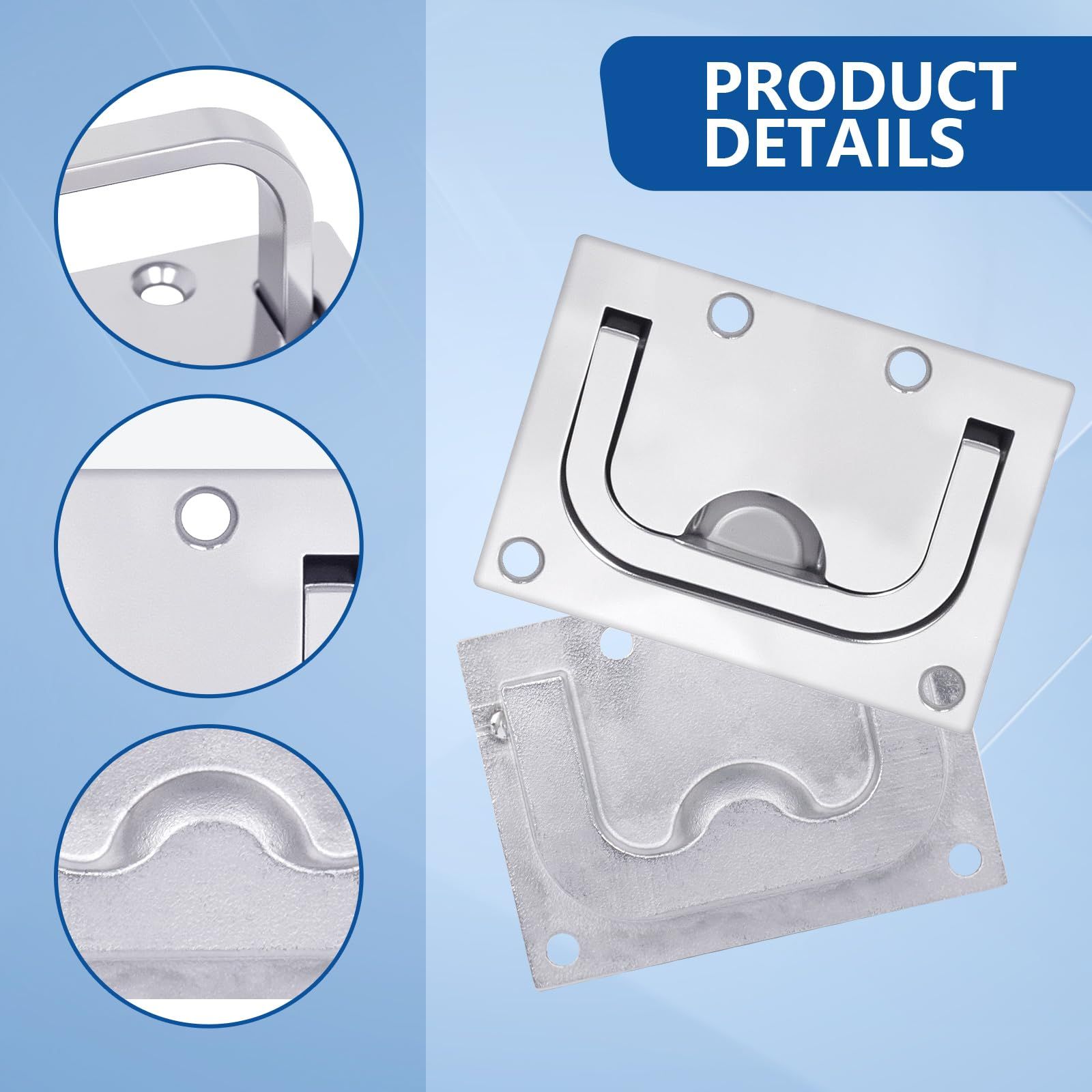 316 Stainless Steel Hatch Pull Flush Lift Boat Ring Hatches Pull Handle with Mount Screws for Boat Deck Hatch Handle and Home Furniture Recessed Handle etc — image 5