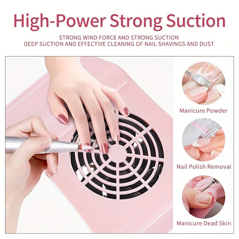 Nail Dust Collector: USB-Powered, Strong Suction, One-Touch Operation, Say Goodbye to Dust Troubles.PINK — image 3