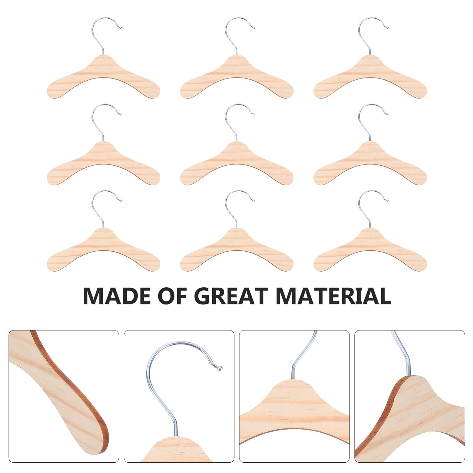 10pcs Wood Standard Hangers Dog Clothes Hangers Wooden Clothes Hangers Coat Trouser Slack Jeans Skirt Shorts - 5.5 x 5.5inch โ image 2