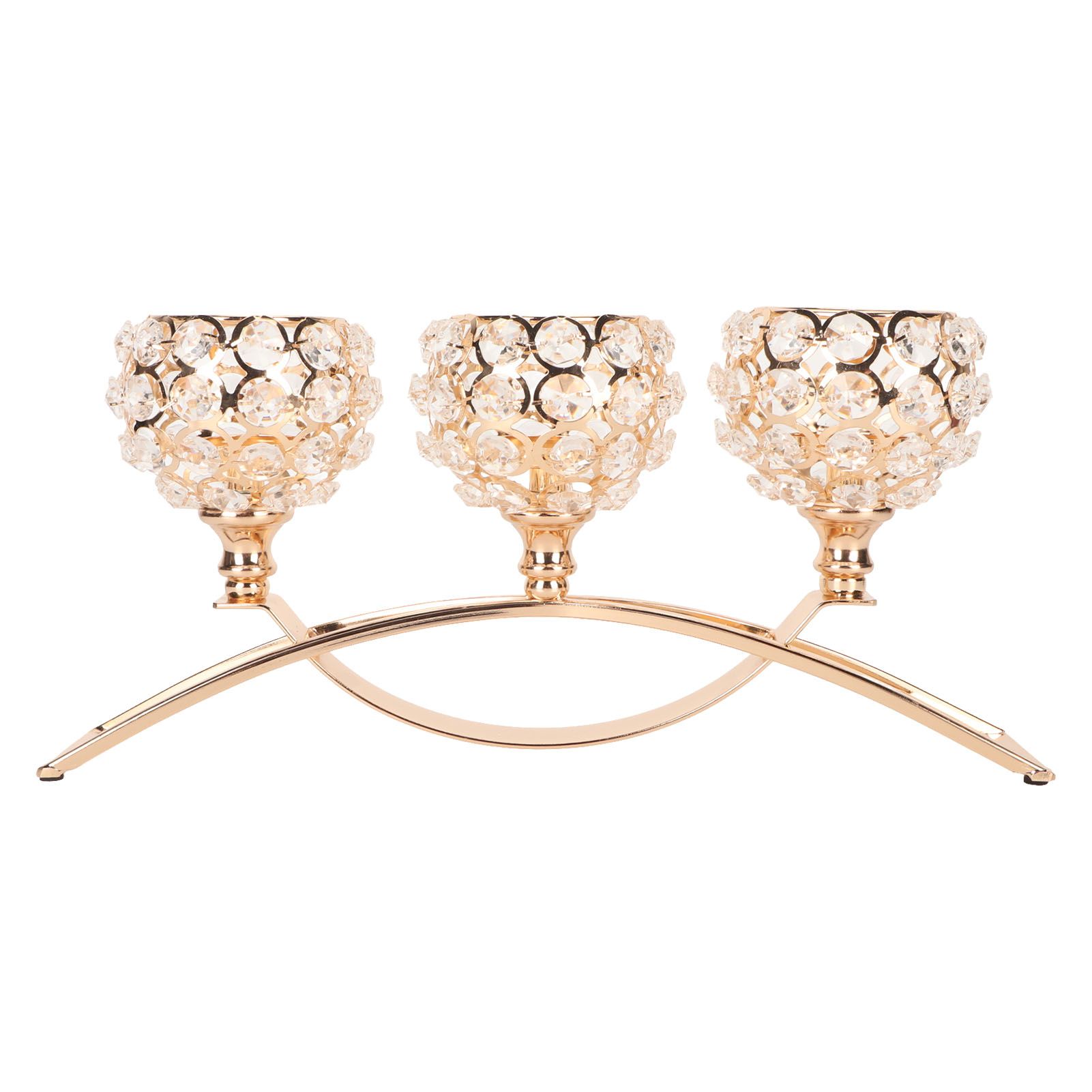 Crystal Candle Holder 3 Heads Windproof European Style Stable Durable Gold Candle Holder for Wedding Party New Year โ image 5