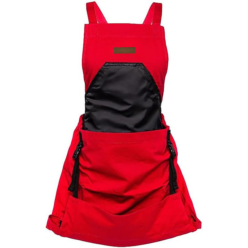 Oxford Cloth Multifunctional Gardening Apron, Thickened Durable Lightweight Large Pocket, Back Cross Straps Unisex（red)