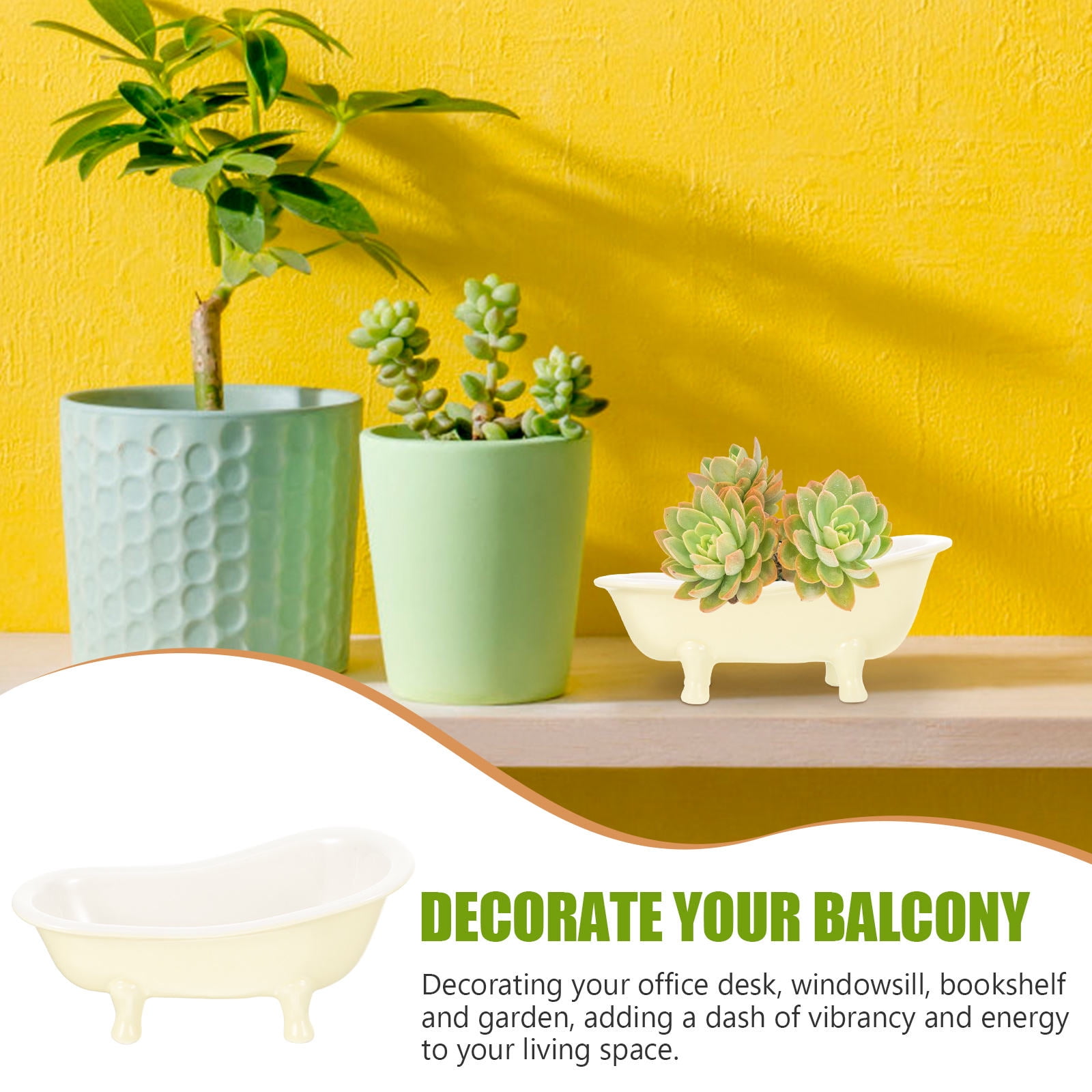 Worgeous Ceramic Flowerpot Bathtub Succulent Planter Cactus Planting Pots Indoor โ image 4