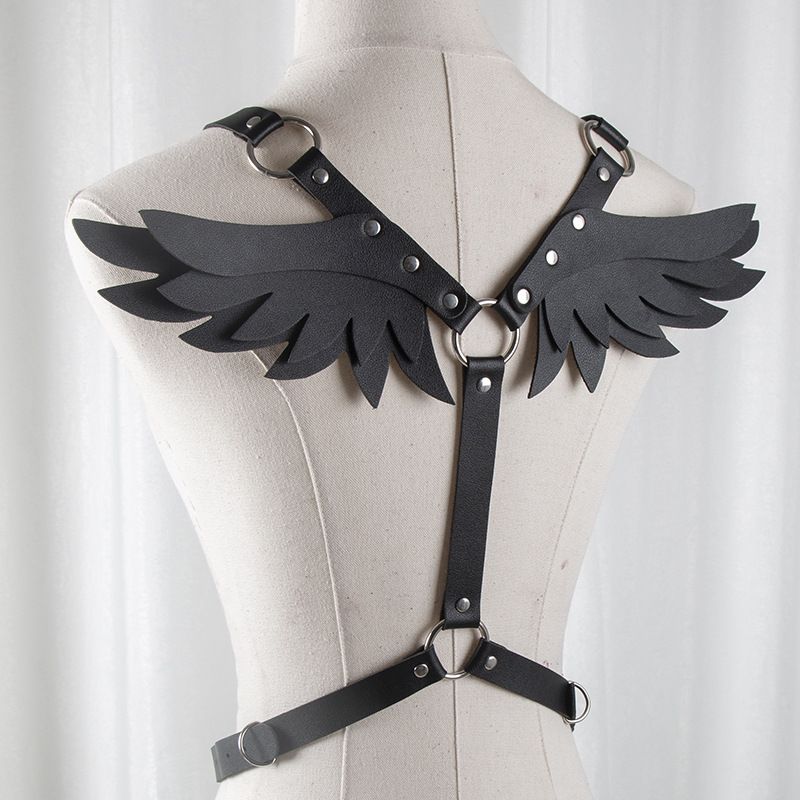 Leather Angel Wings Strap Belt Women Adjustable Rose Red โ image 5