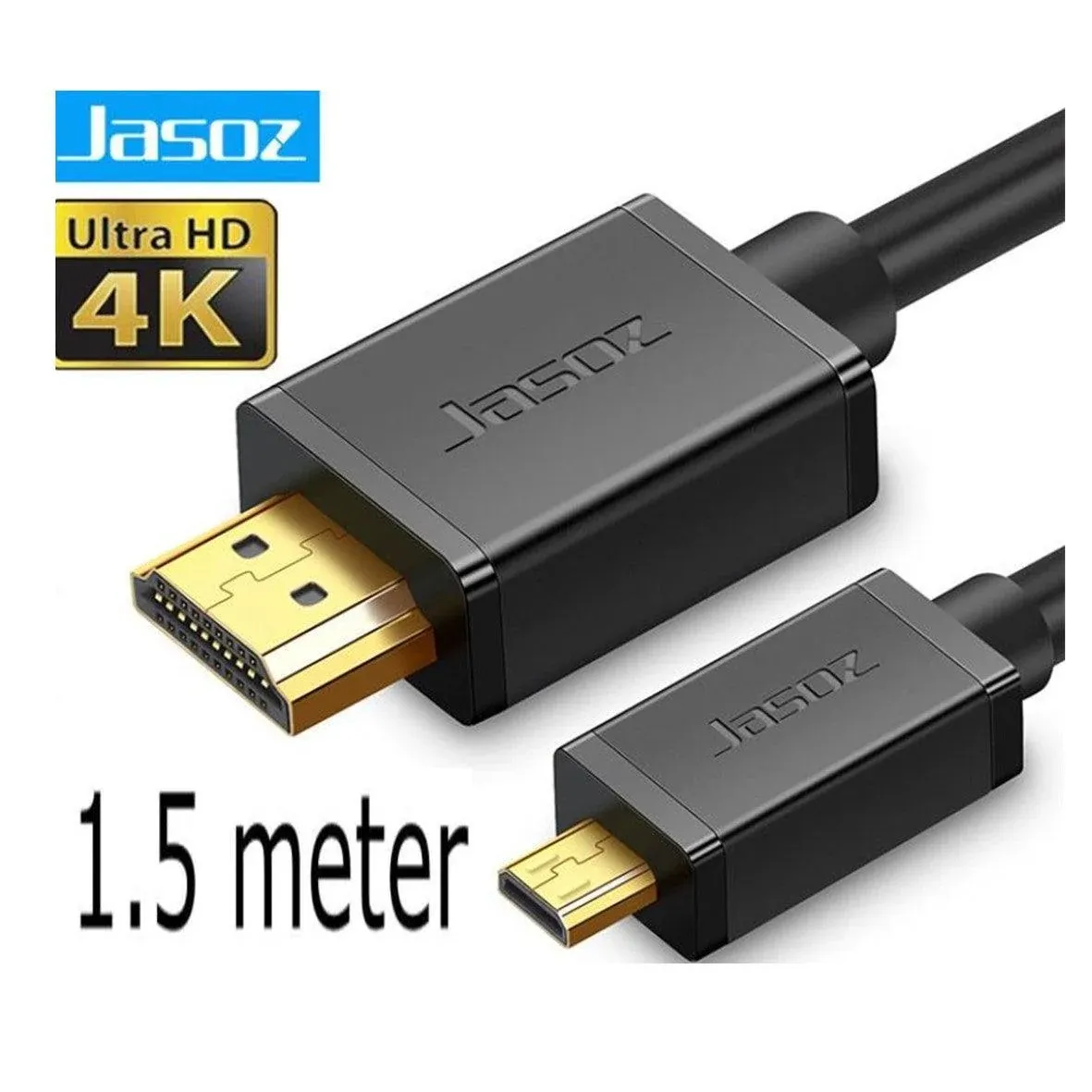 Micro HDMI to HDMI Cable Type D Male Jasoz Gold Plated Full HD 1080P Digital - 1 m — image 3