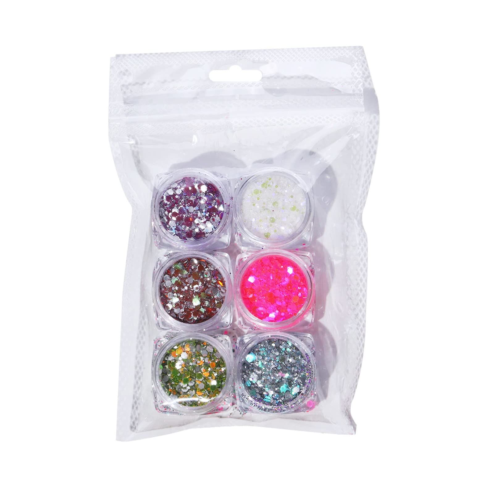 Glow in The Dark Glitter, 6 Color Luminous Iridescent Chunky Glitter, Cosmetic Craft Glitter Set for Epoxy Resin, Body, Face, Nail