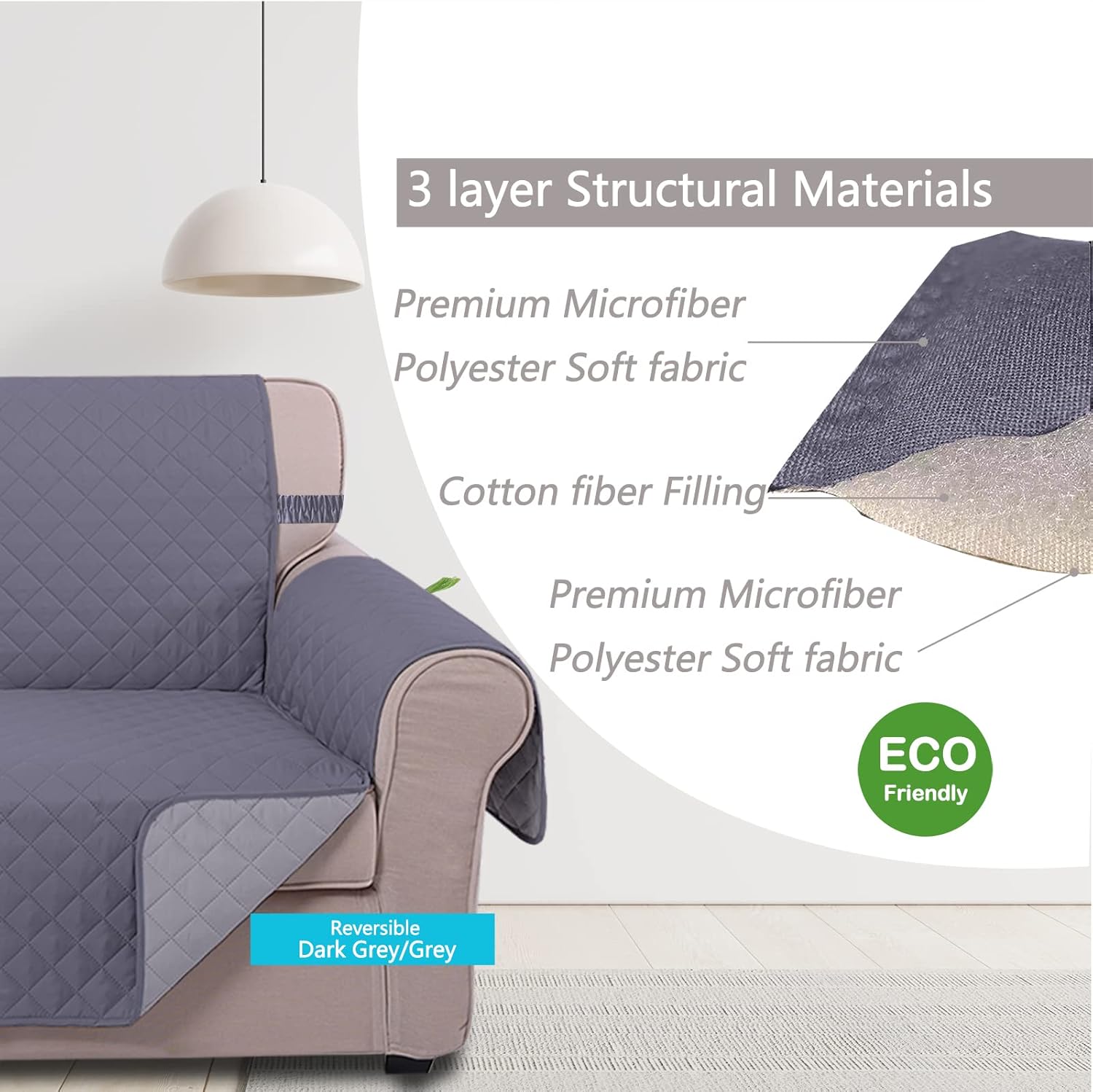Reversible Sofa Cover Bundles with loveseat and Chair Size — image 6