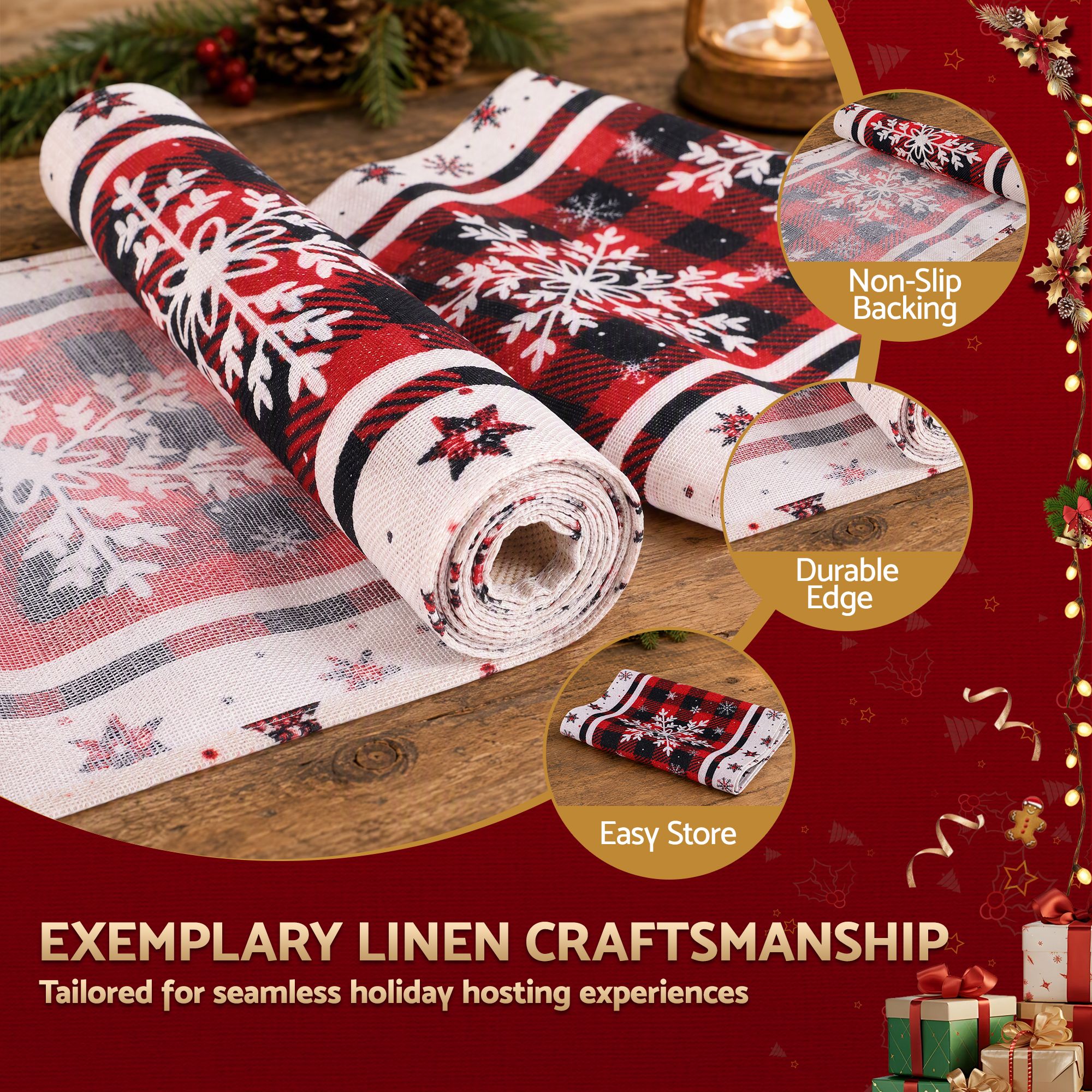 Jingle Jollys Christmas Table Runner Snowflake 190x32CM Dining Party Decor Linen — image 6