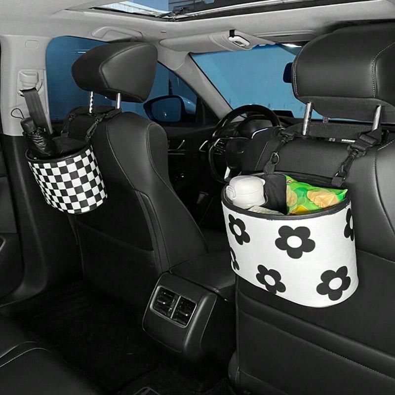 Hanging Backseat Storage Organiser Box for Car Rubbish and Essentials - Flower — image 6