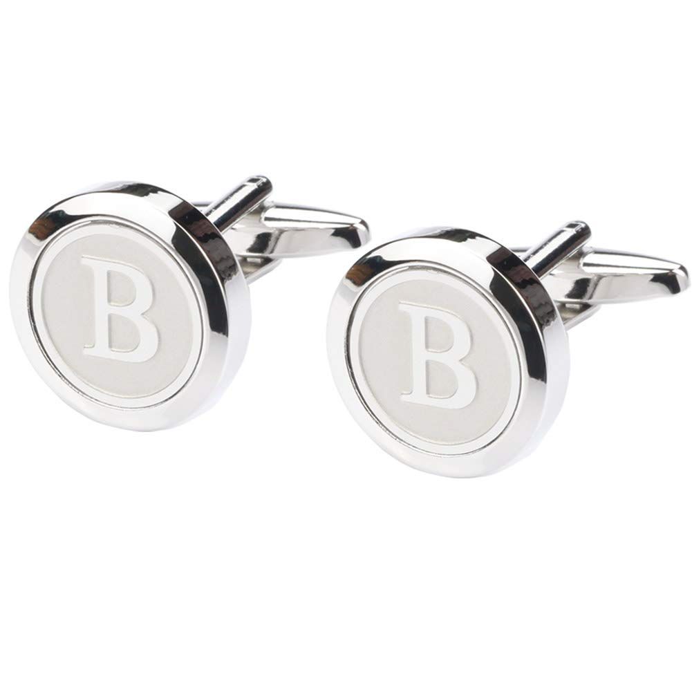 2PC Mens Classic Stainless Steel Initial Cufflinks Alphabet Initial Letter Cufflinks Business Wedding Shirts — image 4