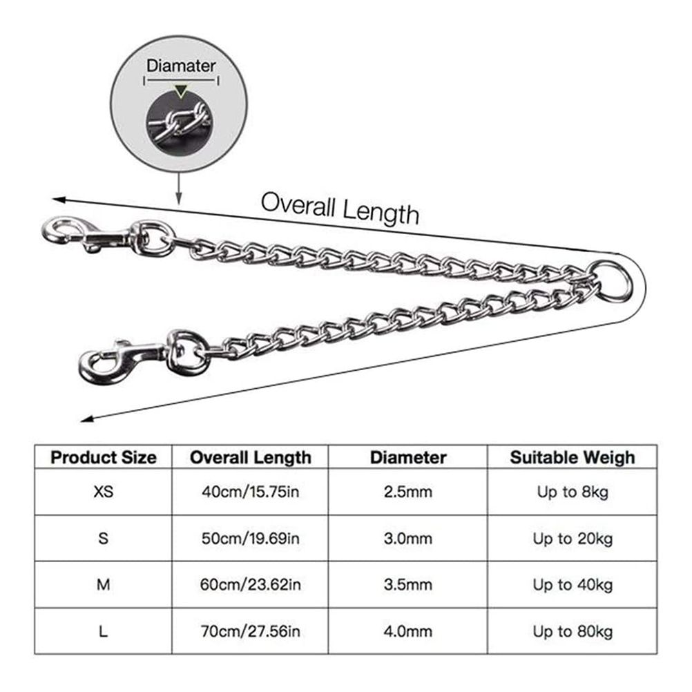 1 pcs Pets Double Head Dog Leash Aluminum Alloy Twin Lead Traction Belt Pets Chains for Walking Two Dogs（40cm） — image 3