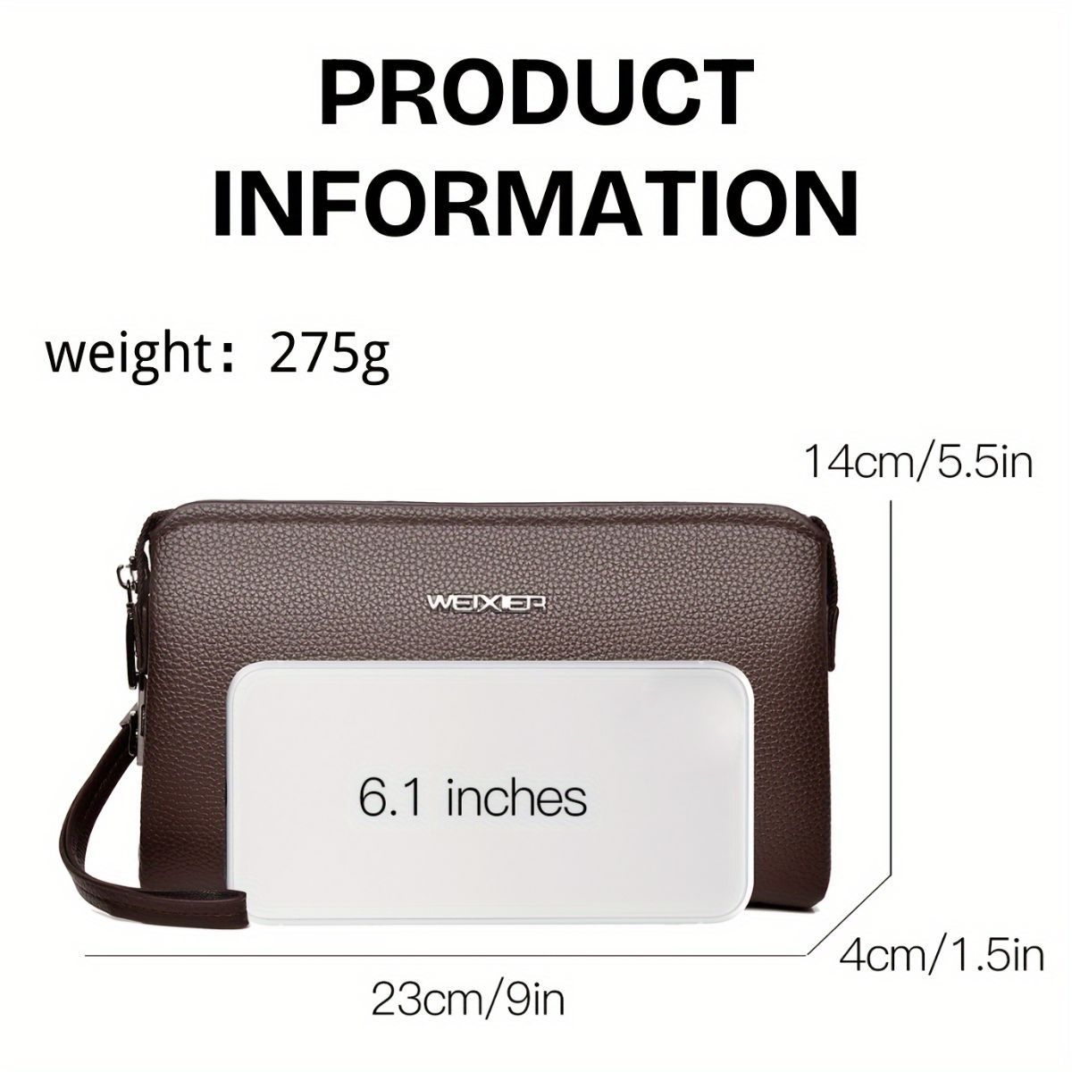 Men'S Leather Clutch Bag Men'S Accessories High-Quality Leather Stylish Clutch - Black - Size 23-4-14 — image 4