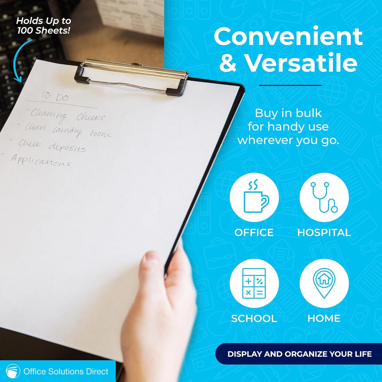 Black Plastic Clipboards (Set of 6) Multipack - 12.5x9 Inch Clipboard Holds 100 Sheets, Low Profile | Colored Acrylic Clip Boards in Bulk for Kids & — image 6